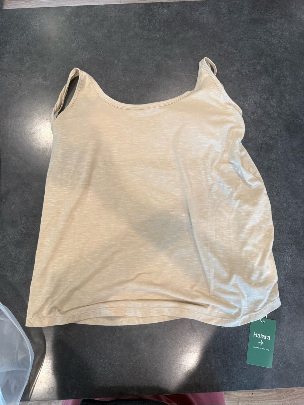 HALARA Beige Scoop Neck Tank Top